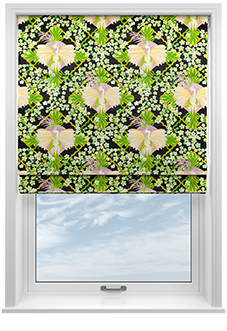 Faded Glamour, Goddess Green Black - Twist&Fit Roman Blind